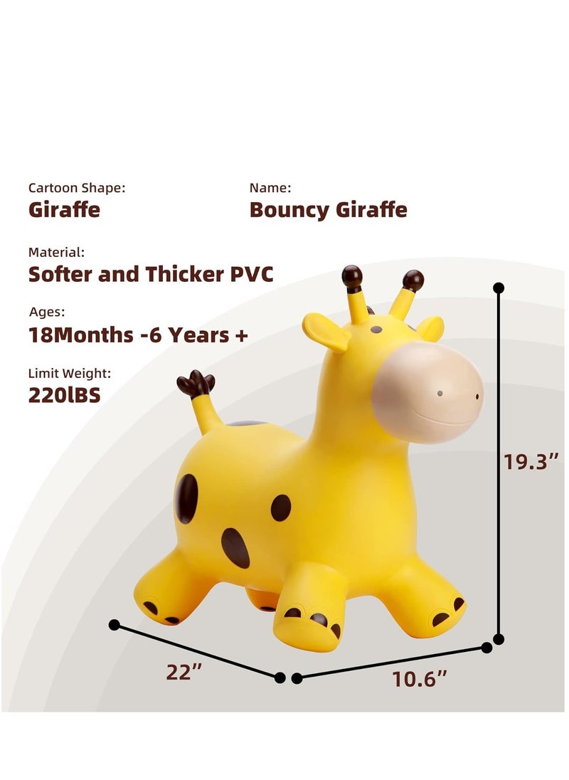 KASTWAVE - Giraffe Bouncy Horse Hopper Toys, Animals Jumping Inflatable Ride on Bouncer Hopping for Kids, Gifts for Toddlers Boys Girls 18 Months 2 3 4 5 6 Years Old, Yellow, 1 Pcs - Image 1
