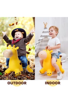 KASTWAVE Giraffe Bouncy Horse Hopper Toys, Animals Jumping Inflatable Ride on Bouncer Hopping for Kids, Gifts for Toddlers Boys Girls 18 Months 2 3 4 5 6 Years Old, Yellow, 1 Pcs  - Image 5