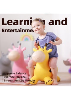 KASTWAVE Giraffe Bouncy Horse Hopper Toys, Animals Jumping Inflatable Ride on Bouncer Hopping for Kids, Gifts for Toddlers Boys Girls 18 Months 2 3 4 5 6 Years Old, Yellow, 1 Pcs  - Image 2