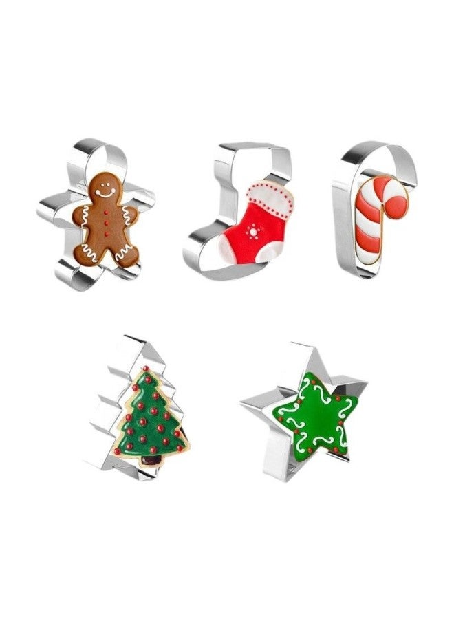 5-piece Cookie Mold Stainless Steel Cookie Mold DIY Baking Tools Cookie Cutting Mold-Specifications:5-piece Set-Color:Gingerbread Man Socks J Star Tree - Image 5