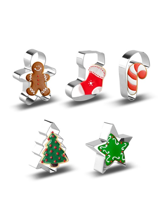 5-piece Cookie Mold Stainless Steel Cookie Mold DIY Baking Tools Cookie Cutting Mold-Specifications:5-piece Set-Color:Gingerbread Man Socks J Star Tree - Image 1