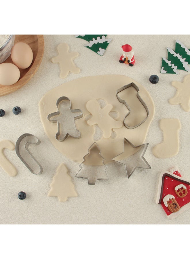 5-piece Cookie Mold Stainless Steel Cookie Mold DIY Baking Tools Cookie Cutting Mold-Specifications:5-piece Set-Color:Gingerbread Man Socks J Star Tree - Image 4