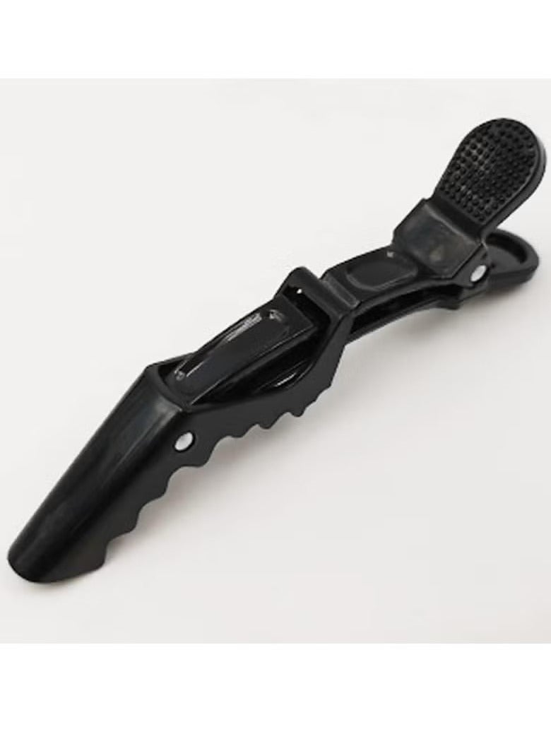 6 قطع من مشابك الشعر بتصميم تمساح لتصفيف الشعر وتقسيمه بأسنان واسعة ومضادة للانزلاق (أسود) - Image 2