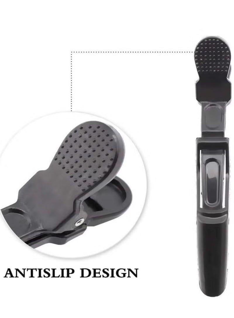 6 قطع من مشابك الشعر بتصميم تمساح لتصفيف الشعر وتقسيمه بأسنان واسعة ومضادة للانزلاق (أسود) - Image 3