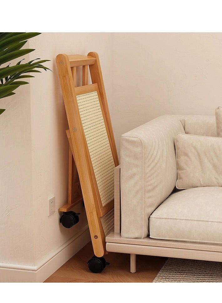 عربة تخزين خشبية قابلة للتحريك بطبقتين من FFD مع عجلات - مكتب حديث بجانب السرير، وطاولة جانبية للأريكة، وعربة القهوة، وطاولة الزاوية وخزانة الشاي لغرفة المعيشة وغرفة النوم والمكتب - Image 3