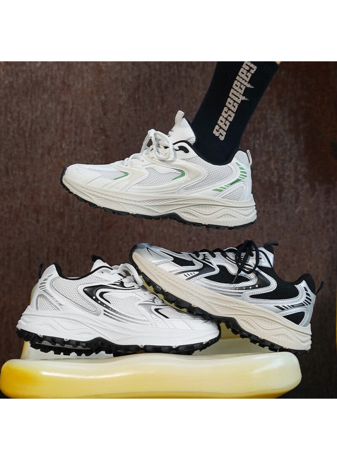 Pull Back Warrior Men's Mesh Sports Shoes Autumn New Dad Shoes Casual Shoes Wxym655 Beige Green Size 40 - Image 1