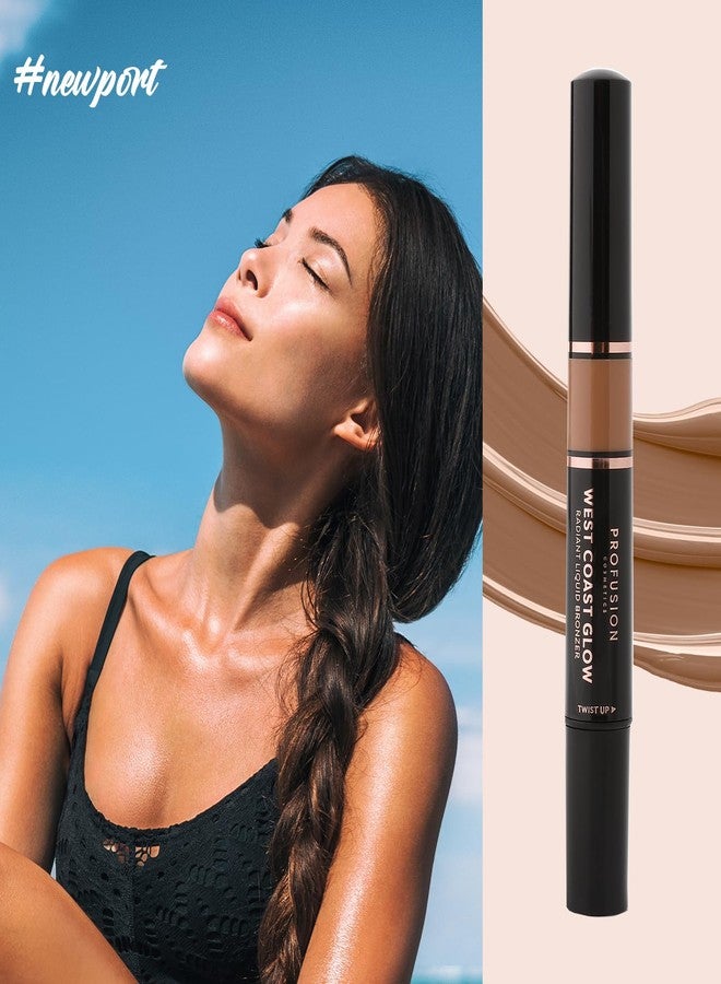 Profusion Cosmetics West Coast Glow Bronzer Experience Radiant Sun-Kissed Beauty with Vitamin-Infused Liquid Formula, Lightweight, Buildable Suitable for All Skin Tones (Newport) - Image 2