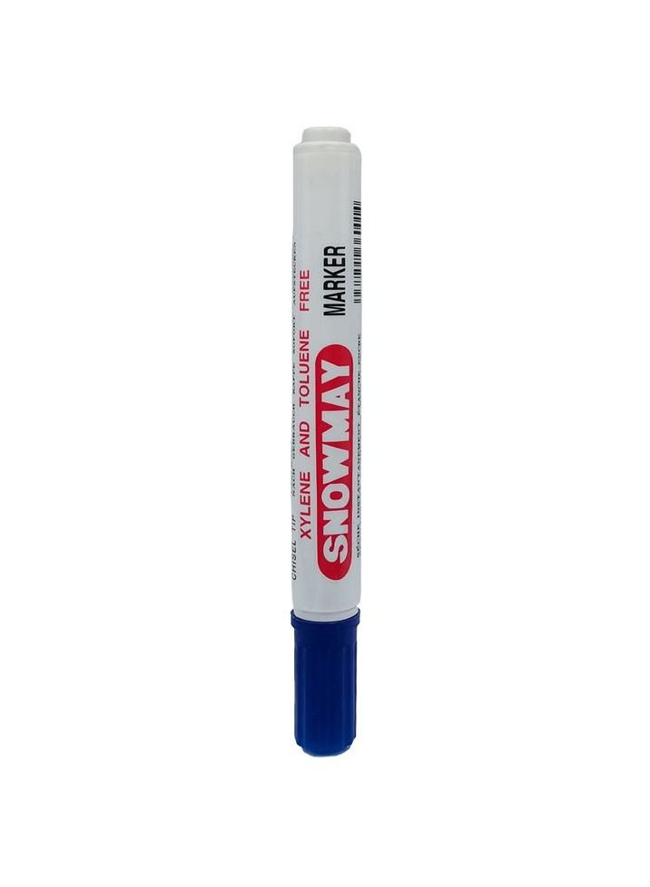 Generic Snowmay Marker Pen Chisel Tip Instant Dry Waterproof Writing  Xylene Toluene Free 12 Pcs Pack Blue Color  - Image 1