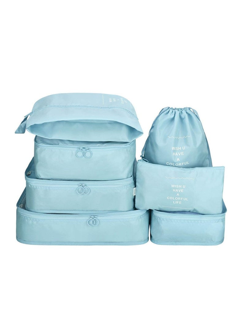 7pcs Packing Cubes Value Set for Travel Luggage Organiser Bag Compression Pouches Clothes Suitcase  - Image 1