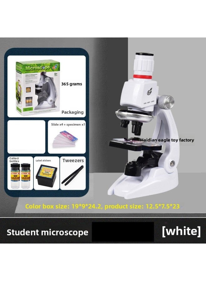 Children's Puzzle Early Education Simulation Biology Science Primary School Students' Laboratory Special High Definition Puzzle Microscope Toy-Color:White Microscope  - Image 1