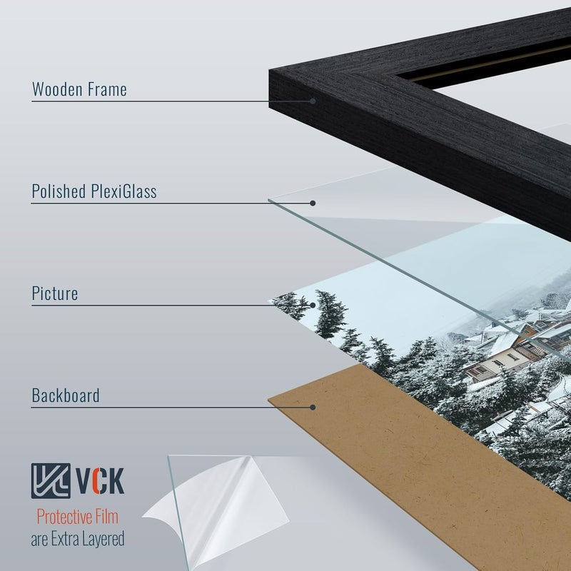 VCK 8x10 Picture Frame Set of 3 - Black Oak, Natural Textured Exclusive Wood Picture Frame, Table Display or Wall Hanging - Image 5