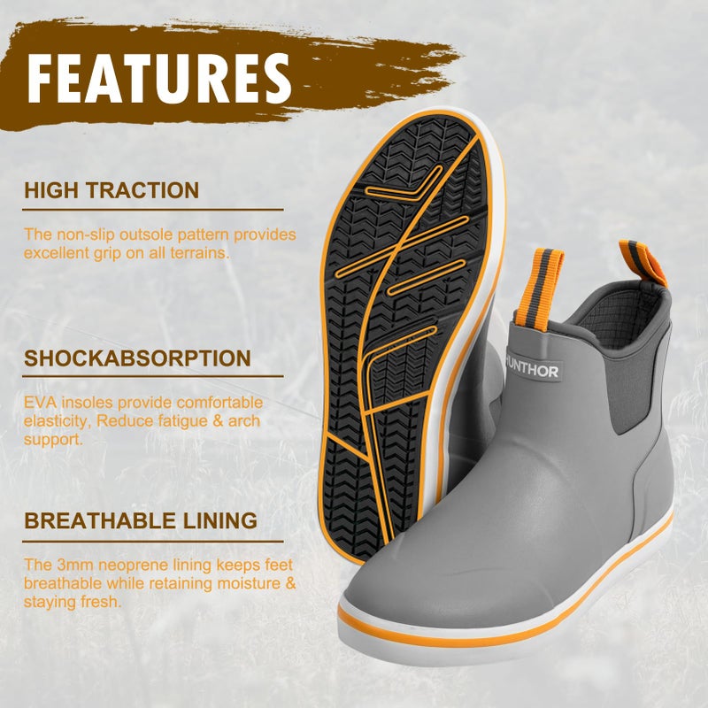 Hunthor Mens Fishing Boots  Waterproof Deck Boots Anti-Slip Rubber 3Mm Breathable Neoprene Rain Boots. Ideal For Fishing And Outdoor Activities - Image 3