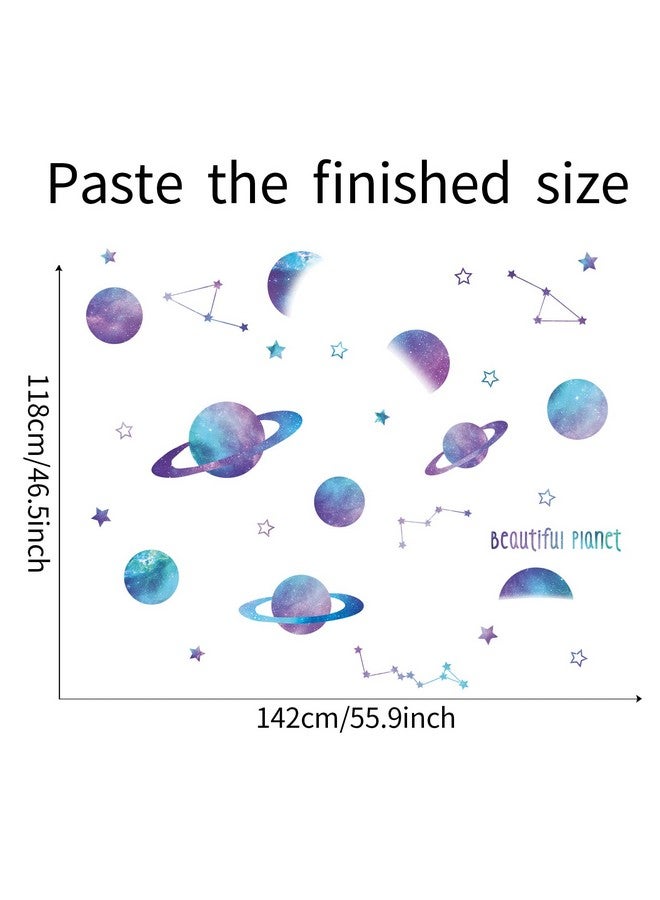ROFARSO Beautiful Blue Planets Wall Stickers Outer Space Stars Constellation DIY Vinyl Removable Large Wall Decals Art Decorations Decor for Kids Boys Bedroom Living Room Playing Room Murals - Image 5