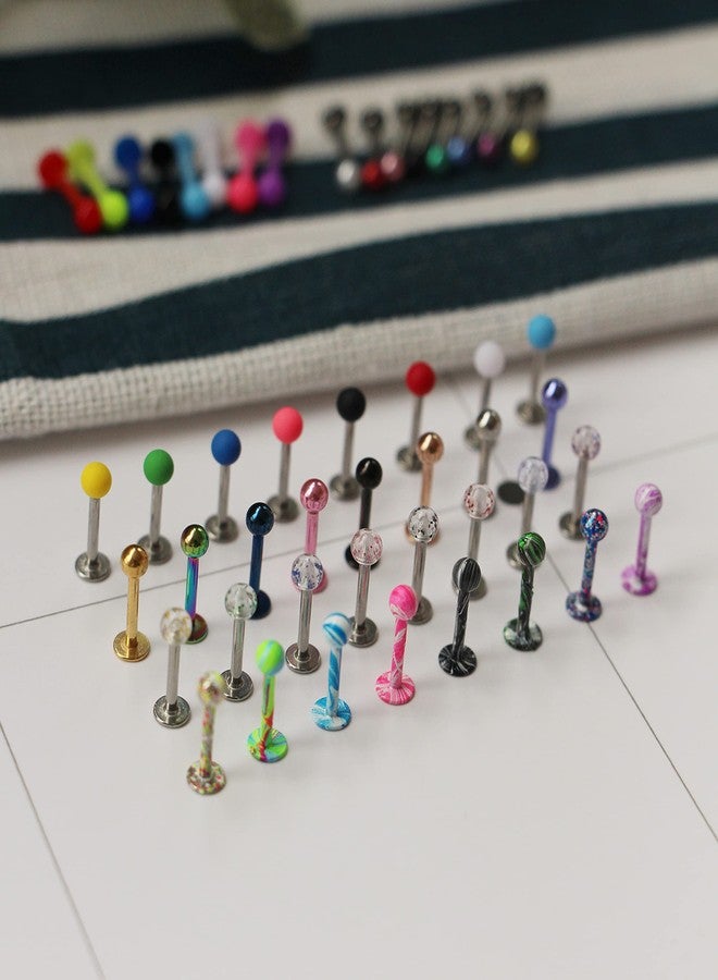 EVELICAL 48Pcs 16G Surgical Steel Lip Rings for Women Acrylic Labret Studs Monroe Conch Cartilage Tragus Helix Earrings Body Piercing Jewelry Style 1 8mm - Image 5