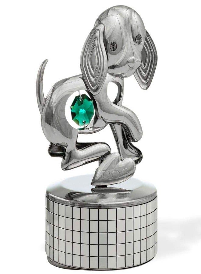 Matashi Chrome Plated Dog Music Box - Plays ‘Memory’ - Elegant Gold Tabletop Ornament with Crystals - Thoughtful for Mothers Day, Birthday, Christmas - Gift for Mom, Wife, Grandma, Music Lover - Image 2