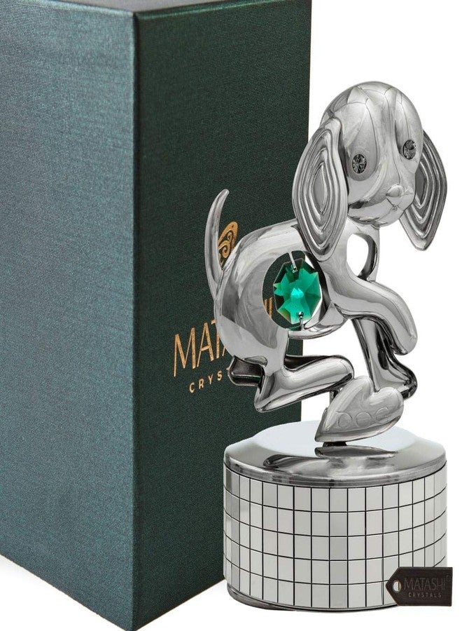 Matashi Chrome Plated Dog Music Box - Plays ‘Memory’ - Elegant Gold Tabletop Ornament with Crystals - Thoughtful for Mothers Day, Birthday, Christmas - Gift for Mom, Wife, Grandma, Music Lover - Image 1