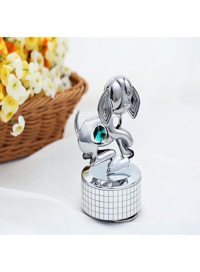 Matashi Chrome Plated Dog Music Box - Plays ‘Memory’ - Elegant Gold Tabletop Ornament with Crystals - Thoughtful for Mothers Day, Birthday, Christmas - Gift for Mom, Wife, Grandma, Music Lover - Image 5