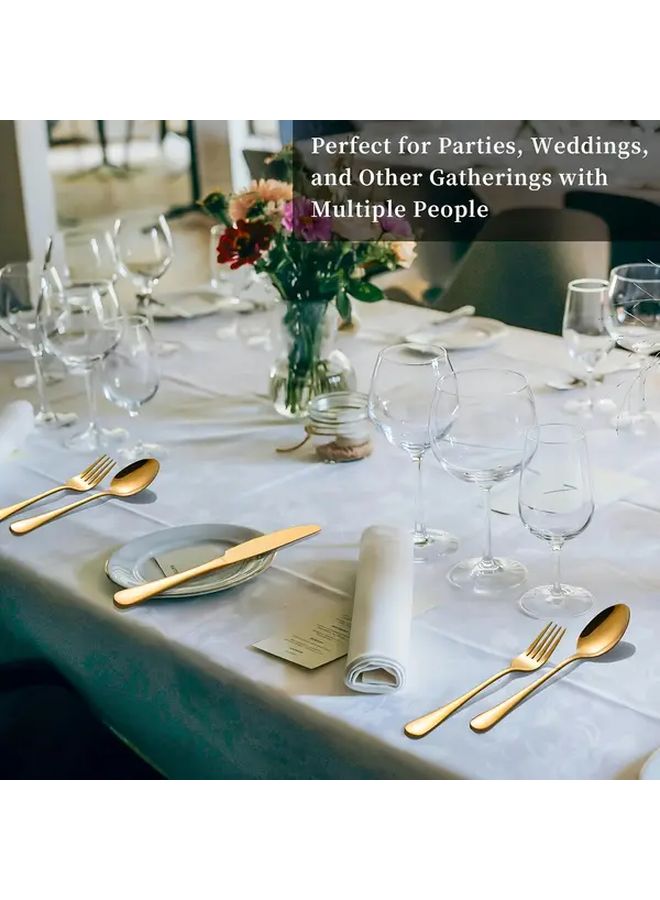 60 Piece Golden Stainless Steel Dinnerware Set Forks Knives Spoons Dishwasher Safe - Image 5