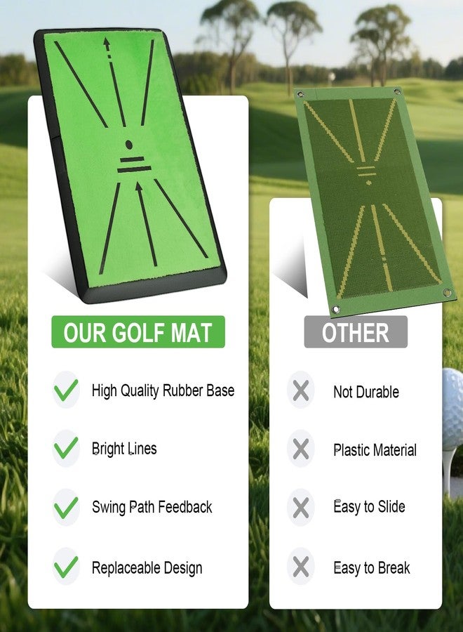 UYCCIMB Golf Hitting Mat, with Extra Replaceable Golf Practice Mat for Swing Path Detection Batting Training 16"x12" with Tees, for Driving, Chipping, Indoor/Outdoor - Image 5