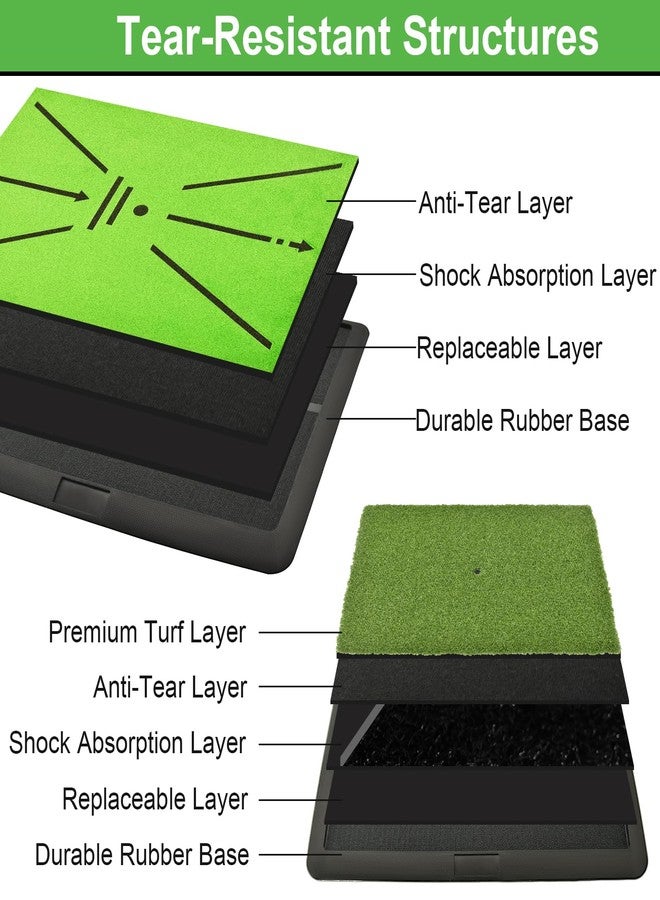 UYCCIMB Golf Hitting Mat, with Extra Replaceable Golf Practice Mat for Swing Path Detection Batting Training 16"x12" with Tees, for Driving, Chipping, Indoor/Outdoor - Image 2