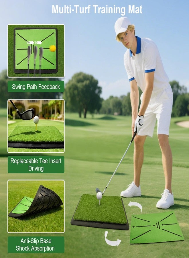 UYCCIMB Golf Hitting Mat, with Extra Replaceable Golf Practice Mat for Swing Path Detection Batting Training 16"x12" with Tees, for Driving, Chipping, Indoor/Outdoor - Image 4