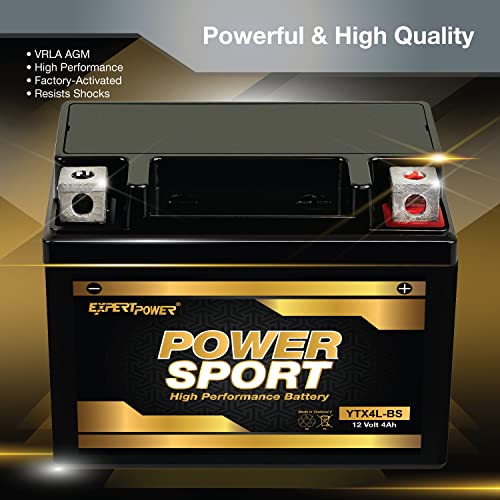 ExpertPower YTX4L-BS, YT4L, YTX4L, YT4L-BS, GTX4L-BS, GT4L-BS, GTX4L, GT4L Replacement 12V3AH WPX4L-BS Sealed AGM for Arctic Cat, Polaris, BRP, Can-Am Motorcycle, Scooter, ATV Batteries ExpertPower - Image 4