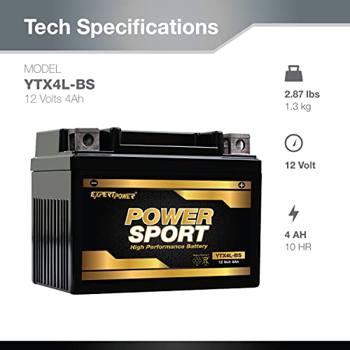 ExpertPower YTX4L-BS, YT4L, YTX4L, YT4L-BS, GTX4L-BS, GT4L-BS, GTX4L, GT4L Replacement 12V3AH WPX4L-BS Sealed AGM for Arctic Cat, Polaris, BRP, Can-Am Motorcycle, Scooter, ATV Batteries ExpertPower - Image 2