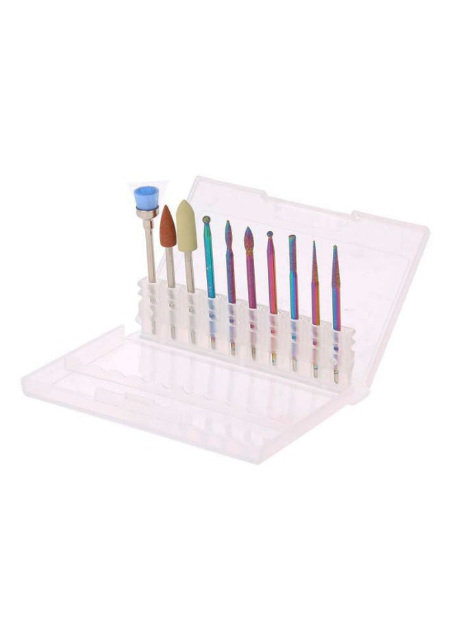 NIBEMINENT 10-Piece Nail Drill Cuticle Care Set With Carry Case Multicolour - Image 1