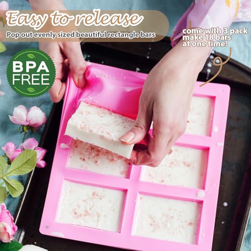 HKNMTT Rectangle Molds Silicone for Deep Chocolate Bar Food Grade Baking Molds for Rice Crispies Treats Cake Chocolate Bar Desserts Ice Cube Wax Melts Soap Homemade Non-stick Molds BPA free DIY Tray Molds - Image 2