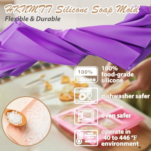 HKNMTT Rectangle Molds Silicone for Deep Chocolate Bar Food Grade Baking Molds for Rice Crispies Treats Cake Chocolate Bar Desserts Ice Cube Wax Melts Soap Homemade Non-stick Molds BPA free DIY Tray Molds - Image 5
