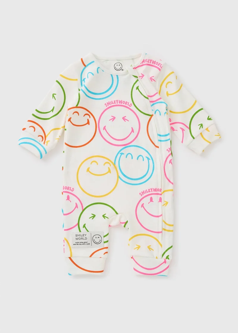 Matalan Baby Cream Smiley Sleepsuit