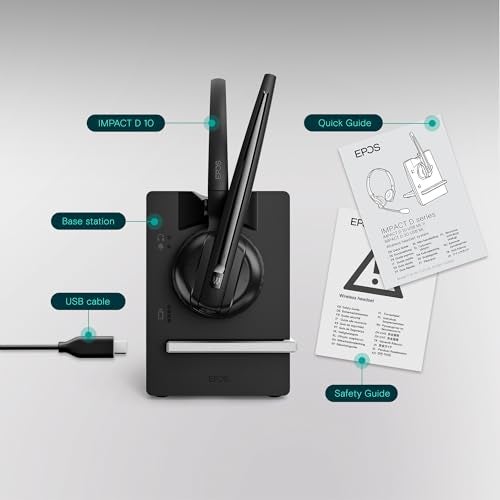 EPOS Impact D 10 Phone II - Wireless DECT Mono Ear Convertible Headset for Connection to a Desk Phone, Black - Image 5