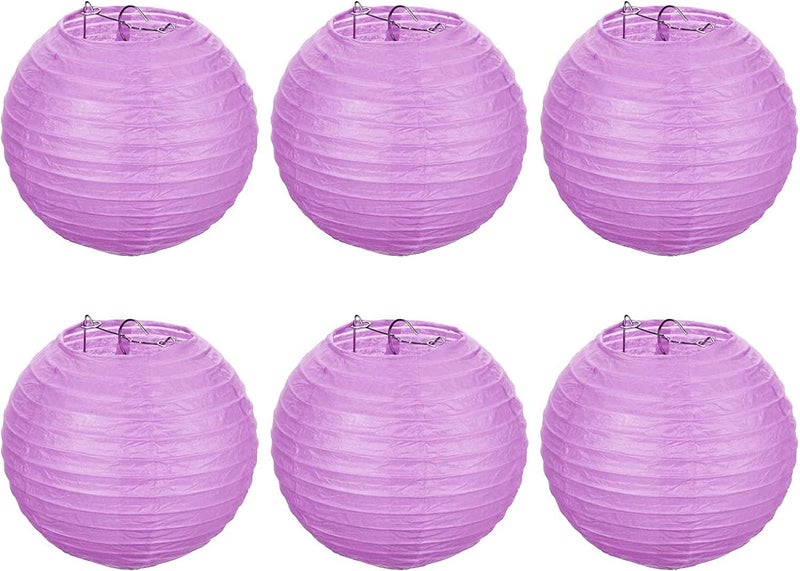The Decor Affair The Decor Affair Collection of 6 Foldable 10Inch Round Lanterns for Hanging Perfect for Weddings Home Decor and Special Events Purple 