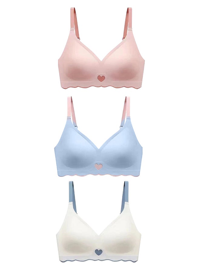 MARGOUN 3 Pack Women's XL Sports Bra Strong Support Seamless Lace Non-Slip Sports Bra Daily Wear Bra Without Underwire Classic Soft Bra for Yoga Sports Bustier White/Pink/Blue  - Image 2