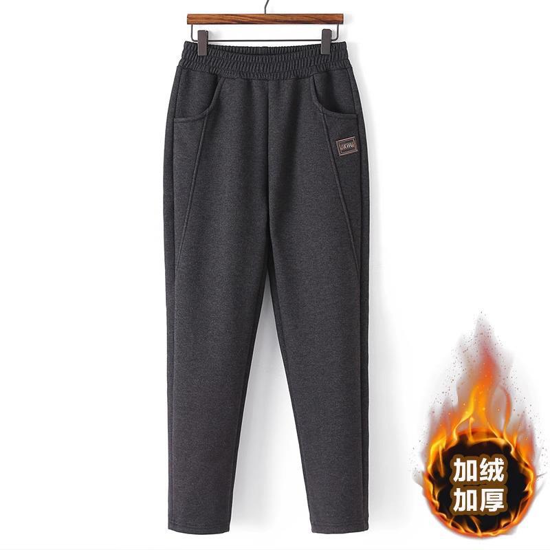 Mother'S Pants Children Middle-Aged And Elderly Winter Fleece-Lined Thickened Woolen Pants For Outer Wearing Middle-Aged Pants With Loose Waist - Image 1