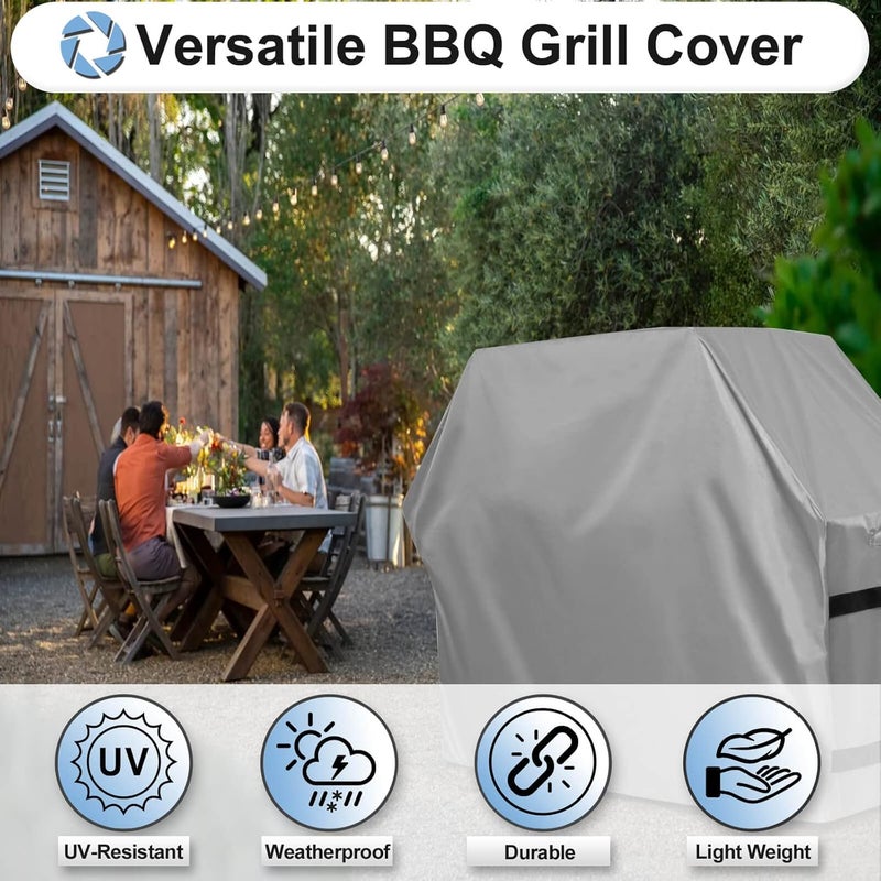 OutdoorLines غطاء شواية باربيكيو المتين المقاوم للماء - أغطية شواية باربيكيو العالمية المقاومة للأشعة فوق البنفسجية لشواية الغاز الخارجية، مقاس 72 × 26 × 51 بوصة، رمادي - Image 3