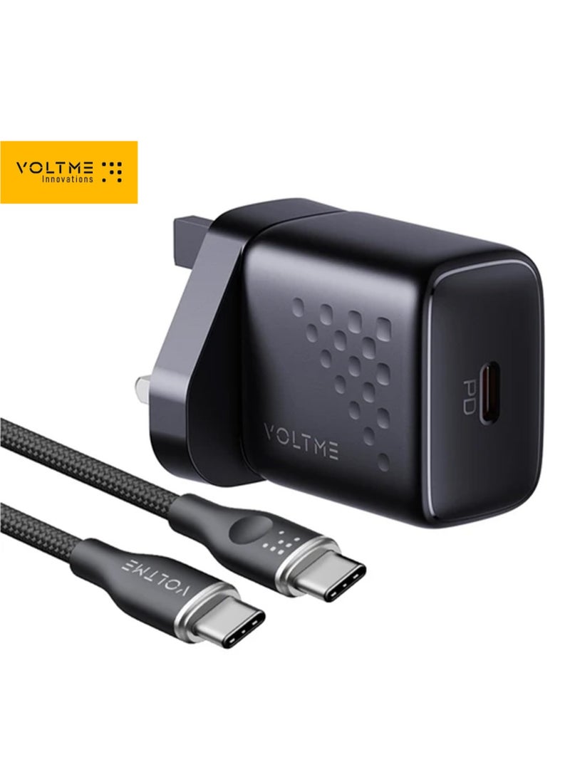 VOLTME 30W GaN USB C Fast Charger with 1m Type C Cable 60W - PD 3.0 & PPS Wall Adapter, Compact USB-C Plug, High-Speed ​​Charging for iPhone Air, iPhone 17/17 Pro/17 Pro Max, 16/16 Pro, 15/15 Pro, 14/14 Pro, 13/12, iPad, MacBook Air/Pro, AirPods, Samsung Galaxy S25/S24/S23/S22 Ultra, Pixel 9/8/7, Xiaomi 15/14/13/12, OnePlus 12/11, Honor and More (Black) - Image 1