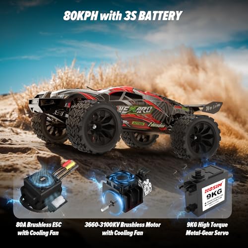 Hosim Mini 18 Brushless RC Cars for Adults VEXARO MAX 50MPH High Speed Rc Trucks Fast 4X4 Remote Control Car All Terrain RC Truggy Waterproof Off Road Hobby Large Monster Truck with 3S Battery - Image 5