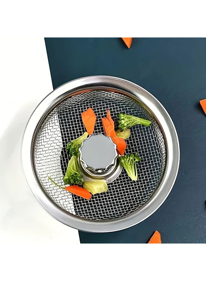 Silver Gray 2 Pack Stainless Steel Sink Strainer 3 2 Inch Clog Proof Mesh Easy Clean - Image 3