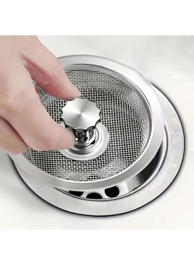 Silver Gray 2 Pack Stainless Steel Sink Strainer 3 2 Inch Clog Proof Mesh Easy Clean - Image 2