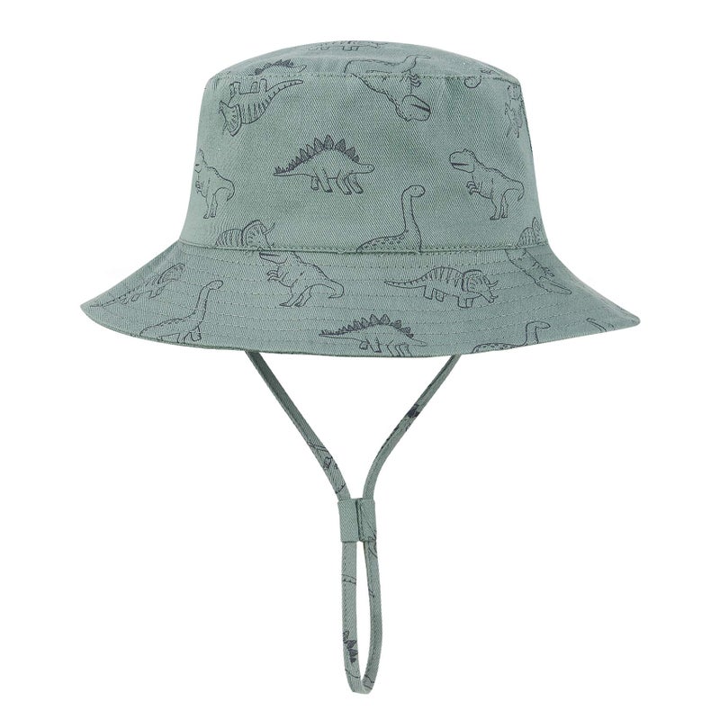 Durio Baby Bucket Sun Hat Toddler Sun Hats Summer Beach Hat UPF 50+ Sun Protection Bucket Hats for Kids Infant Baby Boy Girl Gifts Seaweed Blue Dinosaur 6-12 Months - Image 2