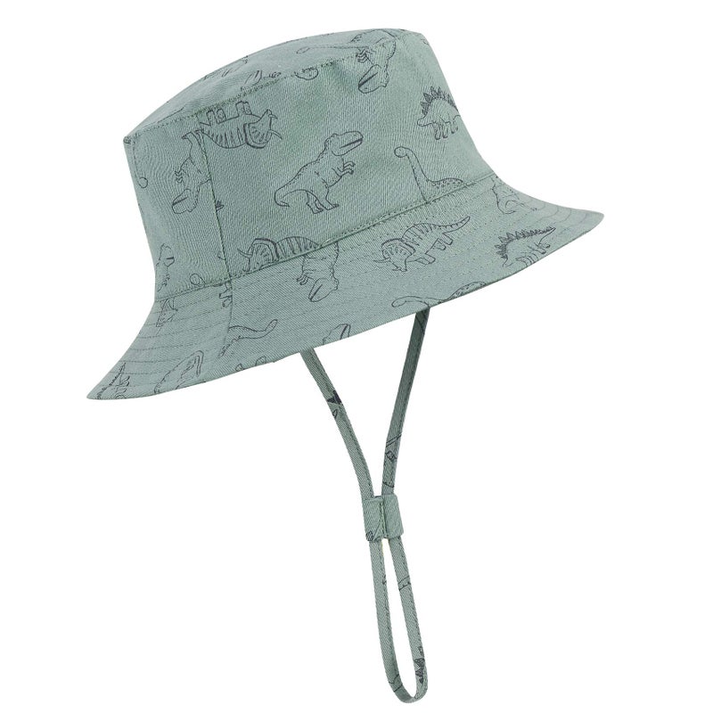 Durio Baby Bucket Sun Hat Toddler Sun Hats Summer Beach Hat UPF 50+ Sun Protection Bucket Hats for Kids Infant Baby Boy Girl Gifts Seaweed Blue Dinosaur 6-12 Months - Image 1