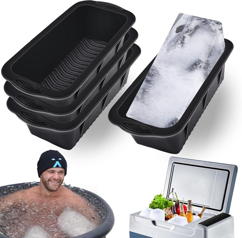 3-Pack Extra Large Silicone Ice Cube Molds Reusable Giant Ice Brick Maker Food Grade Silicone Baking Bread Mold Kitchen Accessories - Image 1