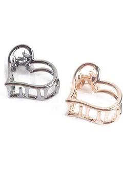 Suoirblss Suoirblss Women Lady Girls Metal Small Heart-Shaped Star Ponytail Clip Hairpin Hair Clamp Holder Hair Claw Accessories (Rose Gold + Black) 