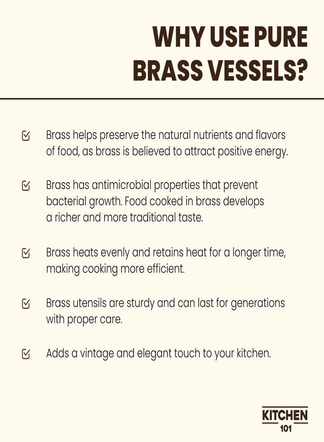 KITCHEN 101% Premium Brass Kadai for Cooking | 10 Inch - 1.5 Kgs | Pital Kadhai | Golden | Non Stick | Kadai with Cover | Tin Coated | Hammered | for Frying | ?????? | Wok with Lid | 1.5 Litre | - Image 4