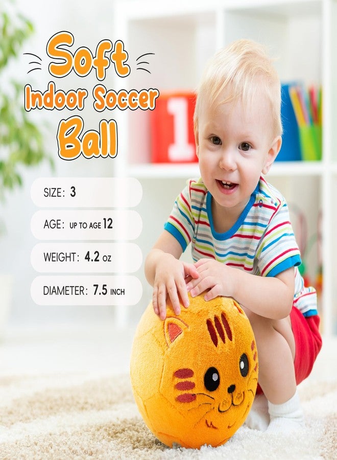 VangeBow Silent Indoor Soccer Balls for Toddlers 1-3, Inflatable Soft Plush Baby Toddler Soccer Ball Toys Gifts for 1 2 3 4 5 Year Old Boy Girl First Birthday Gift (Orange Cat, Pump Include) - Image 4