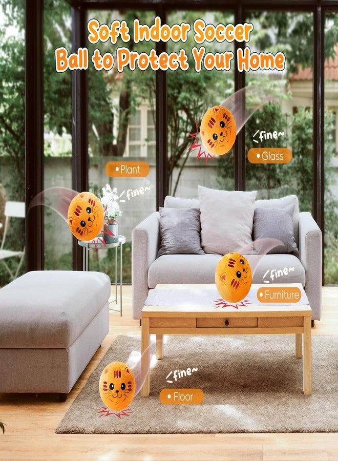 VangeBow Silent Indoor Soccer Balls for Toddlers 1-3, Inflatable Soft Plush Baby Toddler Soccer Ball Toys Gifts for 1 2 3 4 5 Year Old Boy Girl First Birthday Gift (Orange Cat, Pump Include) - Image 5