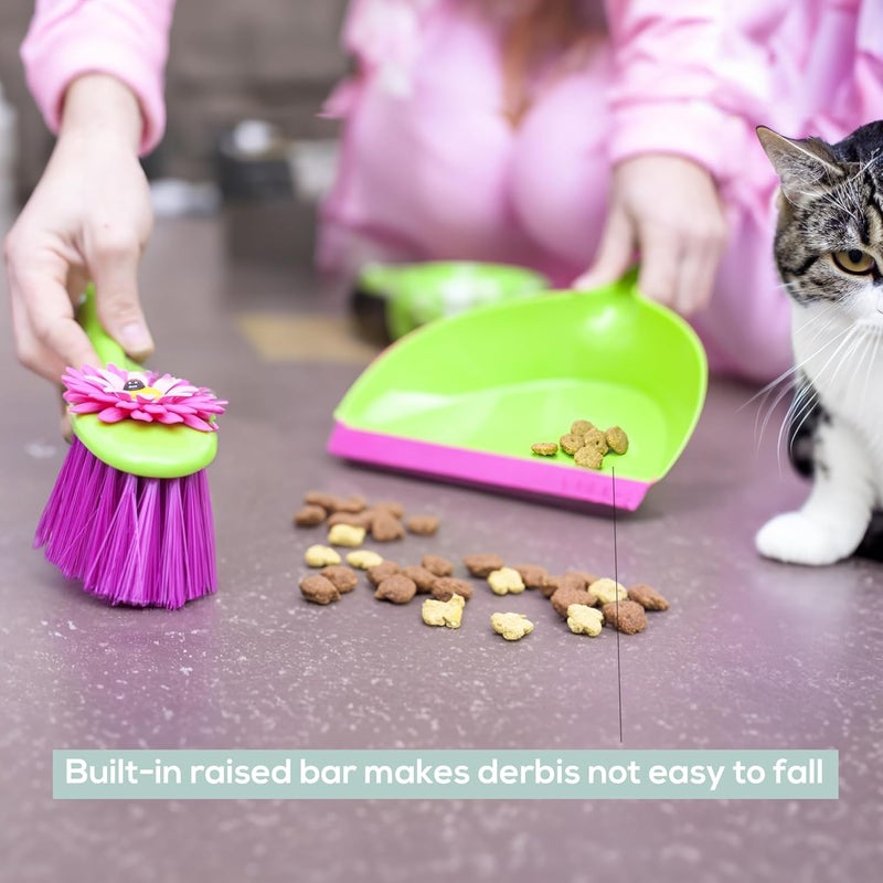 Vigar Flower Power Dust Pan and Brush Handy Set 1234Inches Green Pink - Image 3