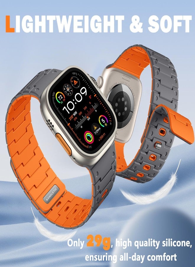 Bandletic سوار Bandletic متوافق مع Apple Watch Ultra 3/2/1 - أساور سيليكون مغناطيسية 49 مم، 46 مم، 45 مم، 44 مم، سوار رياضي متوافق مع iWatch Series 11، 10، SE3، SE2، 9، 8، 7، 6، 5، 4، 42 مم (3، 2، 1) للرجال والنساء - Image 3