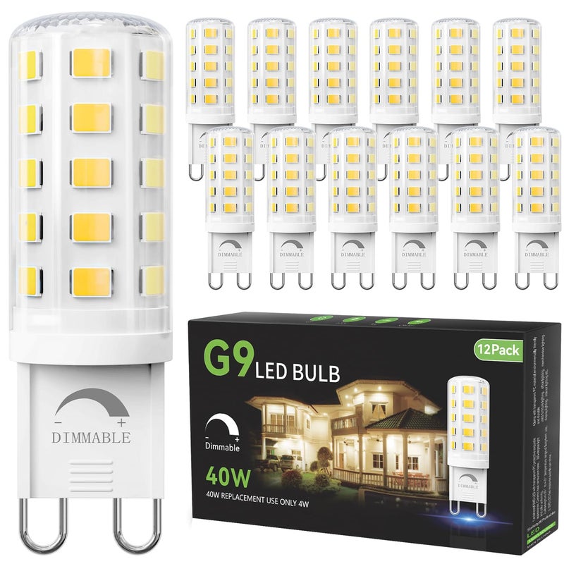 TJOY 12 Pack Dimmable G9 LED Bulb 4W Equivalent 40 Watt Daylight White 6000K T4 G9 Bipin Base Halogen Replacement G 9 Socket Light Bulb for Chandelier Wall Sconce 120V No Flicker 450LM - Image 2